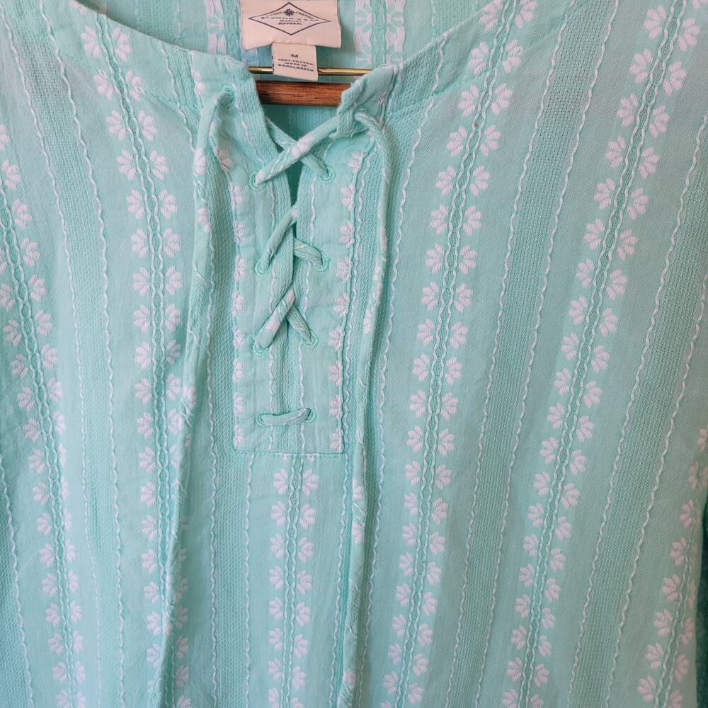 Light Aqua Lace-Up Bell Sleeve Women's Top - Picture 3 of 8